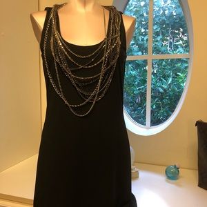Edgy, Sexy black mini dress with attached chains